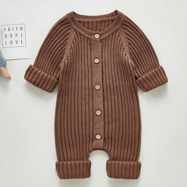 Barboteuse à manches longues tissu côtelé pour bébé – Image 4