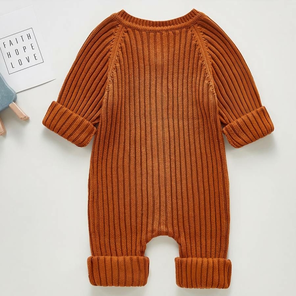 Barboteuse à manches longues tissu côtelé pour bébé – Image 3