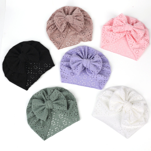 6 turbans en dentelle pour bébé fille de couleurs noir, beige, rose, blanc, violet et vert