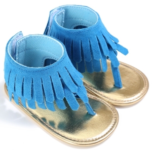 Paire de sandales plates à franges bleues pour bébé