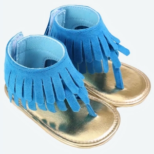 Paire de sandales plates à franges bleues pour bébé