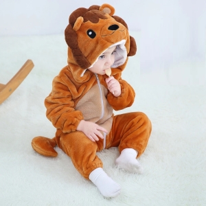 Déguisement bébé intégral de lion avec crinière
