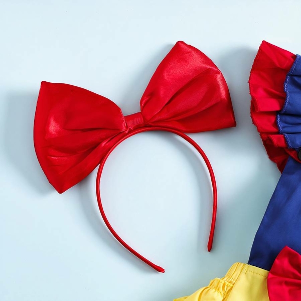 Déguisement bébé robe de Blanche Neige avec serre-tête gros nœud rouge – Image 2