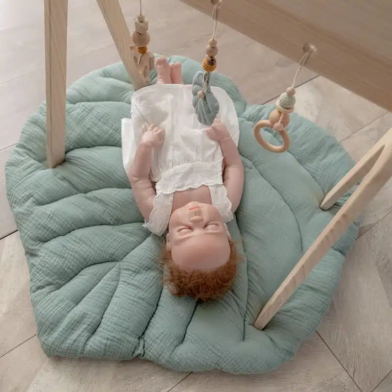 Tapis de sol bébé vert en coton pour bébé - Areu Bébé