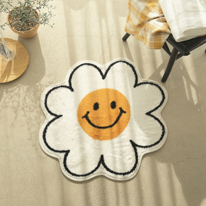 Tapis de sol doux rond en forme de fleur qui sourit pour bébé