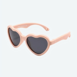 Lunette de soleil bébé en forme de cœur avec lacet de couleur rose