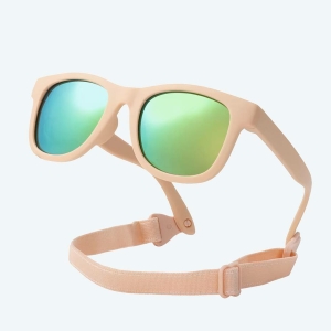 Lunette de soleil bébé carré avec lacet de couleur beige